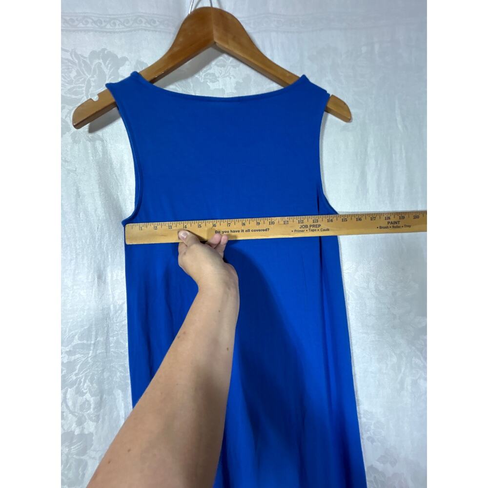 J Jill Wearever Tank Dress XS Blue Midi Maxi Ruffle Stretch Travel Jersey - Picture 8 of 9